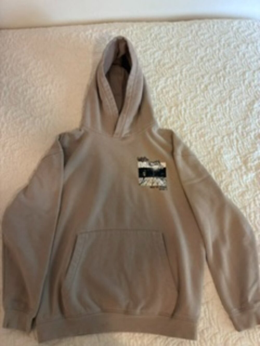 H&M Brown Taupe Graphic Hoodie Streetwear Pullover